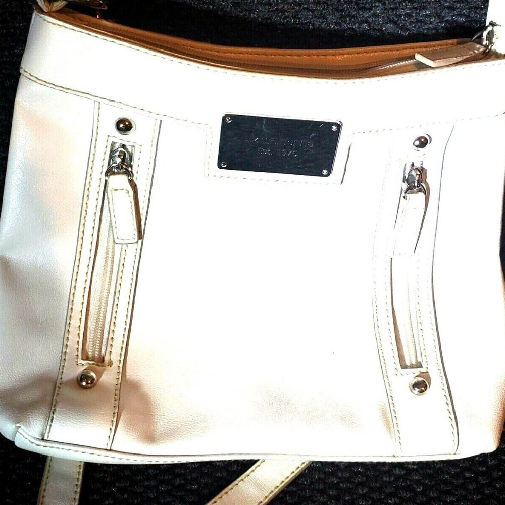 Liz Claiborne Est. 1976 Cream Colored Faux Leather Purse Crossbody Satchel